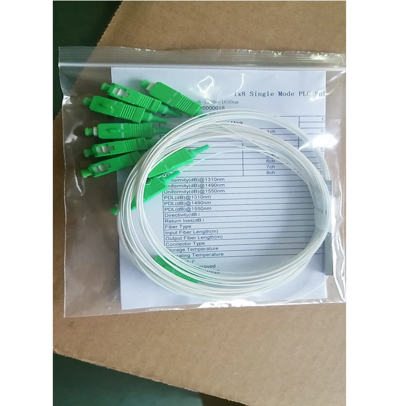10PCS fiber optic PLC splitter 1x8 SC APC/UPC 0.9mm G657A1 green blue connector optional | Мобильные телефоны и