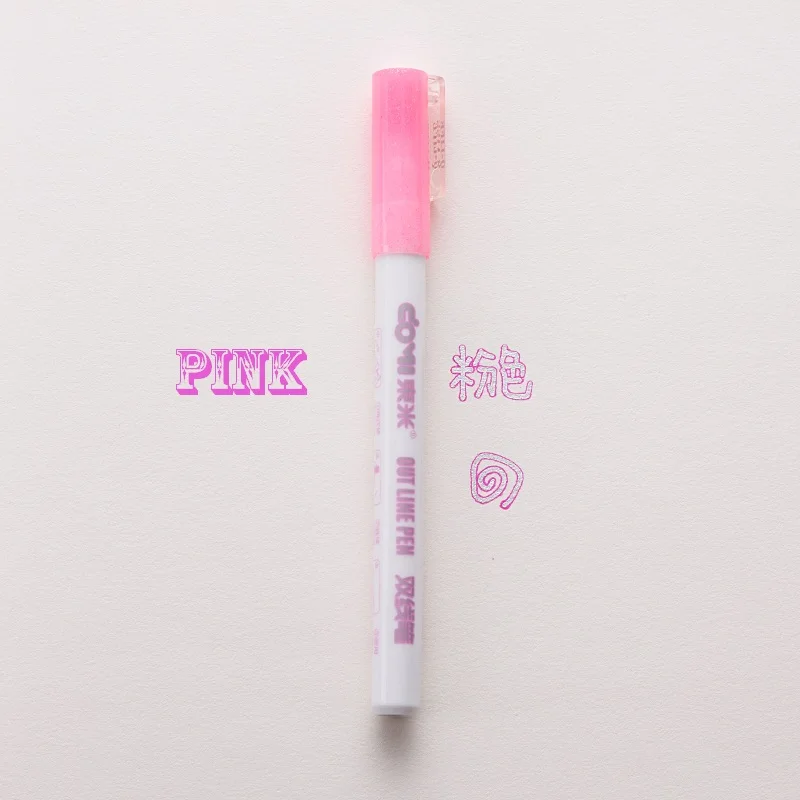 Pink 12pcs Andstal, двойные линии, художественные маркеры, ручка, тонкая линейка, маркер, Fineliner, каллиграфия, буквенная ручка, цветные ручки для скрапбукинга - Цвет: Pink 12pcs