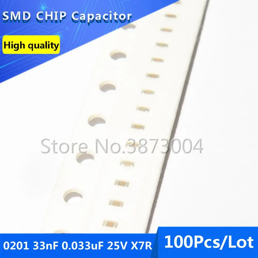100 шт 0201 33nF мкФ 25В X7R 10% толстая пленка чип многослойный керамический