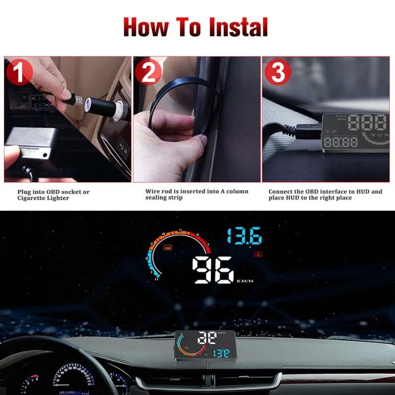 Универсальный автомобильный концентратор OBD2/gps дисплей на голову проектор скорости автомобиля Лобовое стекло навигация OBD скорость метр Hud D2500