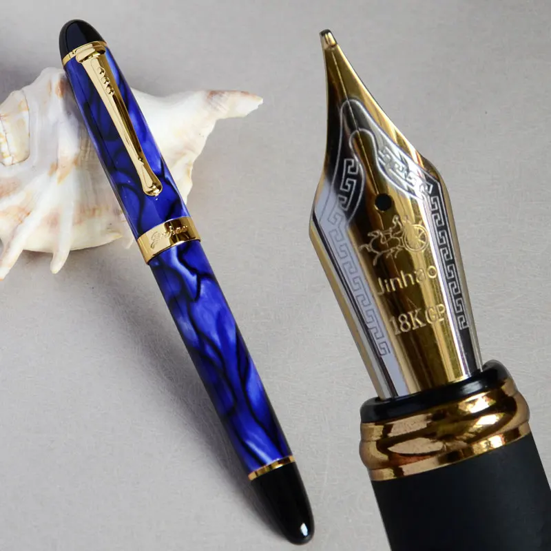 Ручка перьевая JINHAO X450 ярко-синяя и золотая 0 7 мм белый серый красный розовый