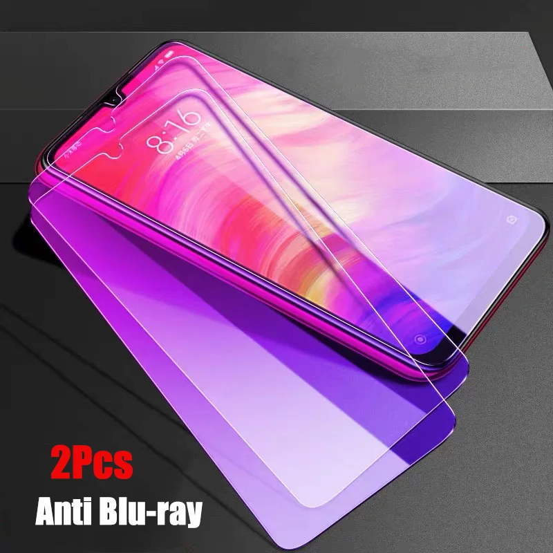 2pcs Anti Blu-ray 2 шт./лот, закаленное стекло для Xiaomi Redmi Note 7 Pro, Защитное стекло для экрана для Redmi note 7, защитная пленка против Blu-Ray - Цвет: 2pcs Anti Blu-ray
