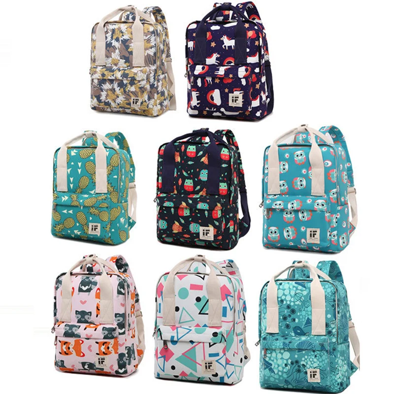 Cartoon Print Backpack Women Large Capacity School For Girls Laptop Bags Travel Backpacks Men Mochilas | Багаж и сумки
