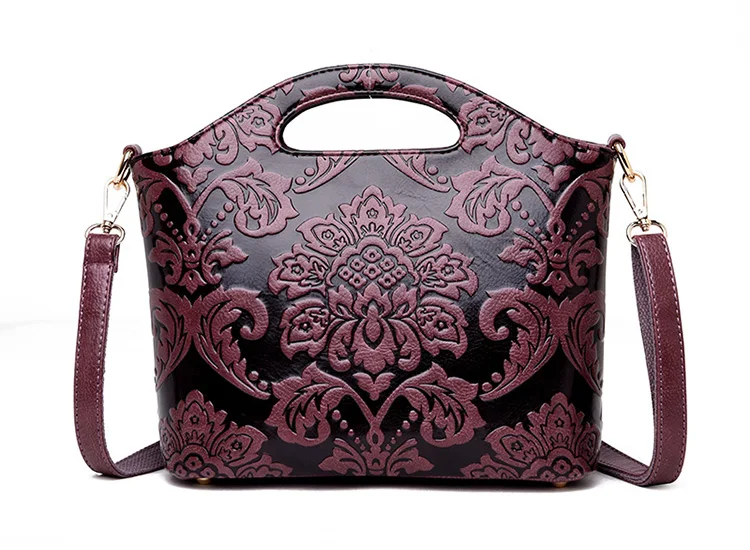 Rodful ретро цветочные сумка тисненая кожа для женщин Винтаж crossbody сумка Роскошные tote высокое качество