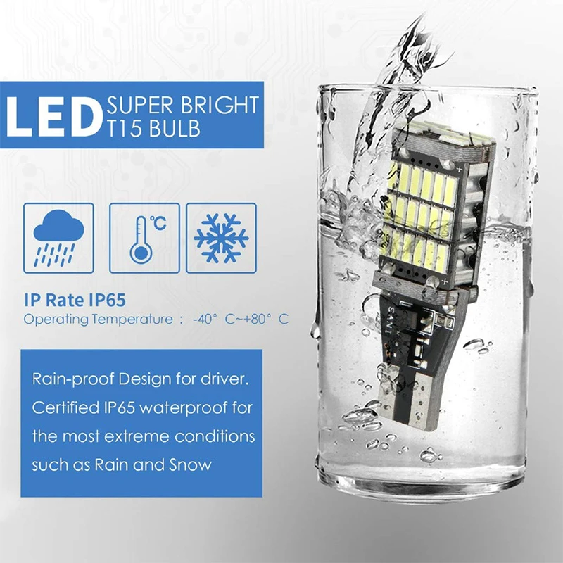 2 шт. светодиодный лампы T15 W16W 45 SMD 4014 супер яркий Замена ошибок LED камера заднего