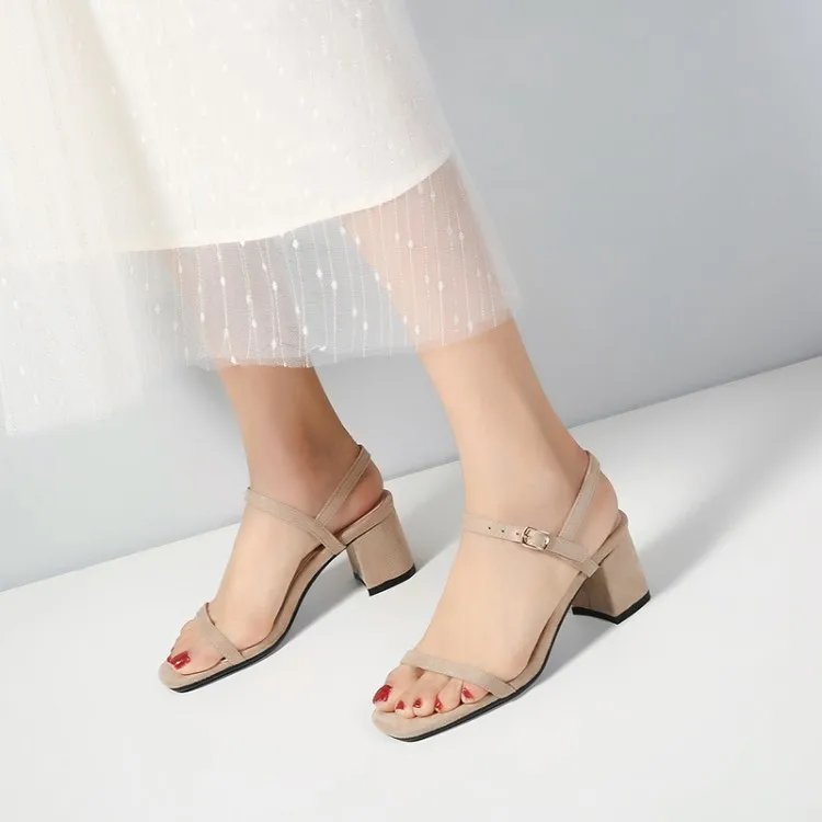 Сандалии женские на высоком каблуке замшевые Босоножки с открытым носком