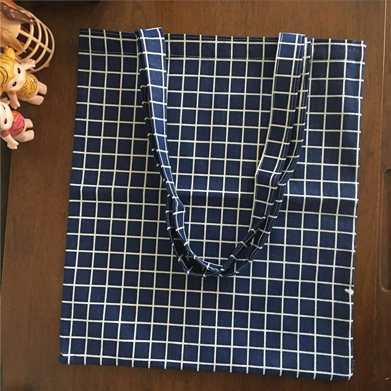 YILE темно-синяя Экологически чистая хлопковая льняная хозяйственная сумка-тоут