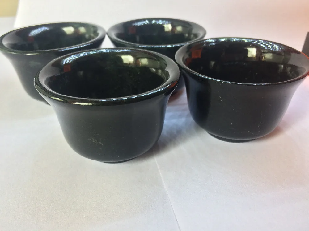 

natural Black black jade carved wine cups tea cups small cup 4pc