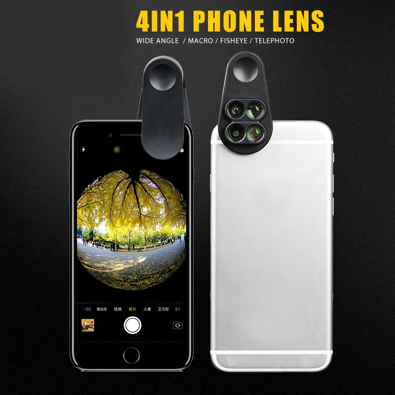 Универсальный 4 в 1 широкоугольный Макросъемка эффект рыбий глаз телефон Lensese