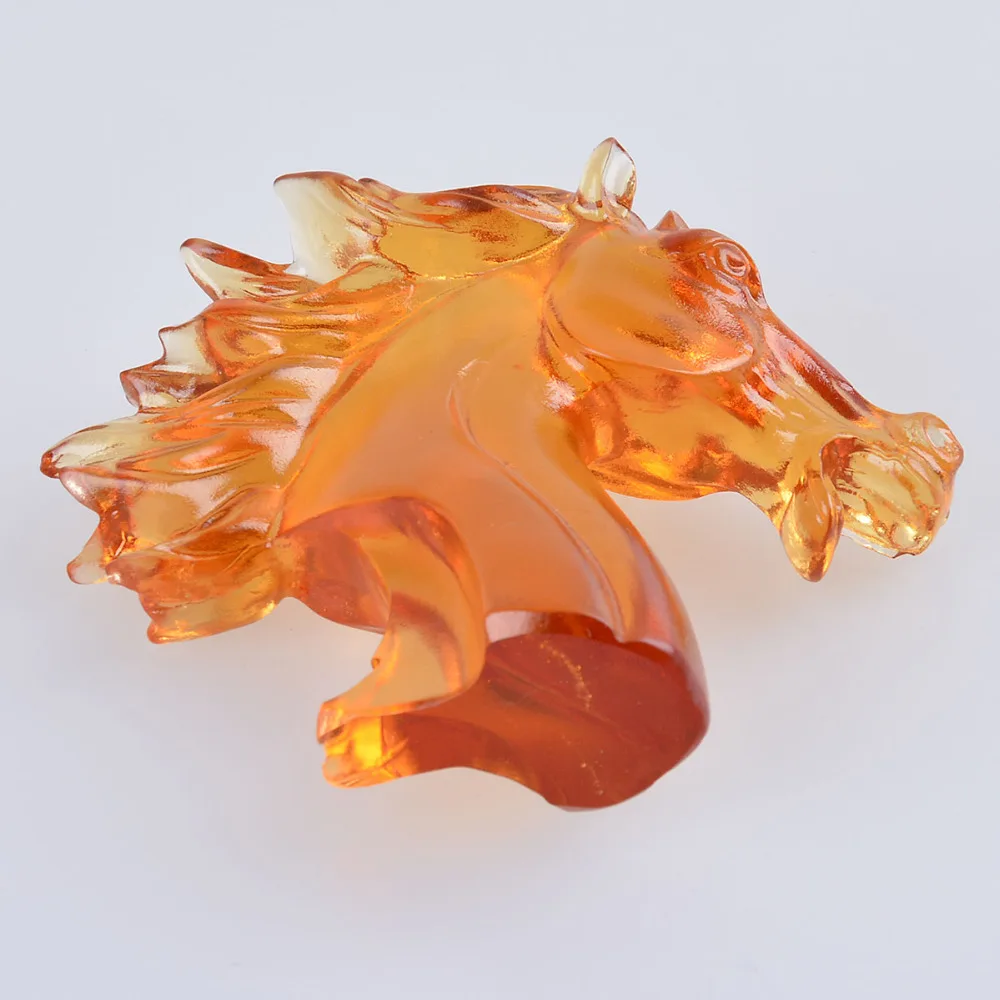 Китайская Янтарная голова лошади фэн шуй Liuli искусство и коллекционный подарок