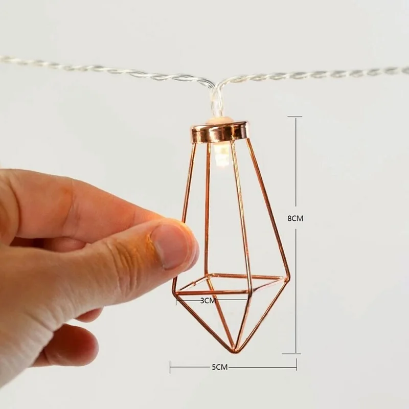 

1M 10 LED Iron Cone Shape Lamp Indoor Battery Box Light String Festival Wedding Decorative Lantern String Light Warm White