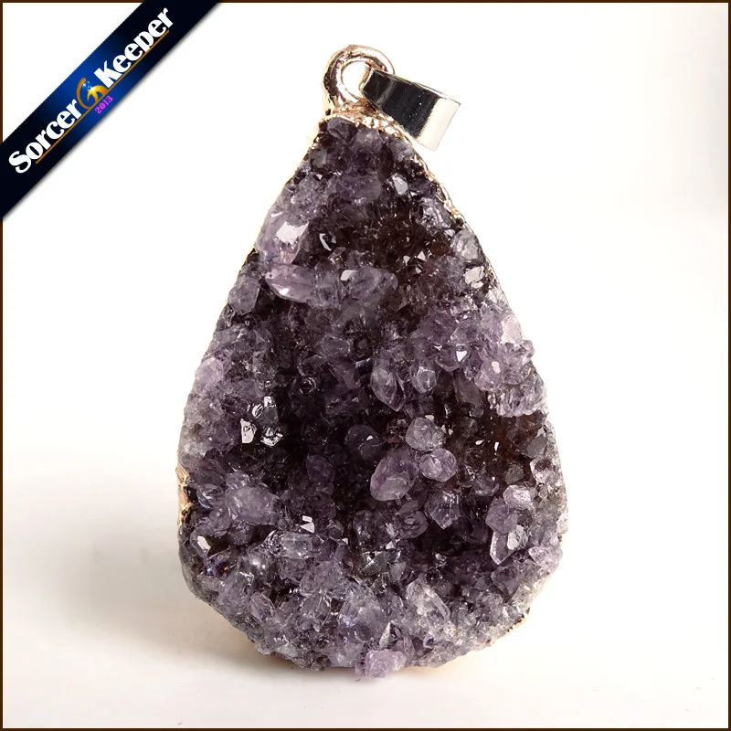 Ожерелье с подвеской из пурпурного естественный неправильной формы кристалла
