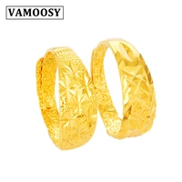 vamoosy dubai 24k gold anti allergy smooth simple wedding couples rings bijouterie for man or woman open rings no fade gift