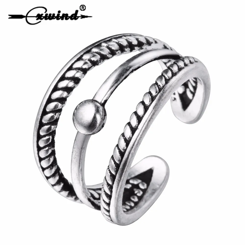 

Cxwind Vintage Simple Twist Rings for Women Party Gift Three Layers Ring Open Love Knuckle Jewelry Bague Bijoux Anillos