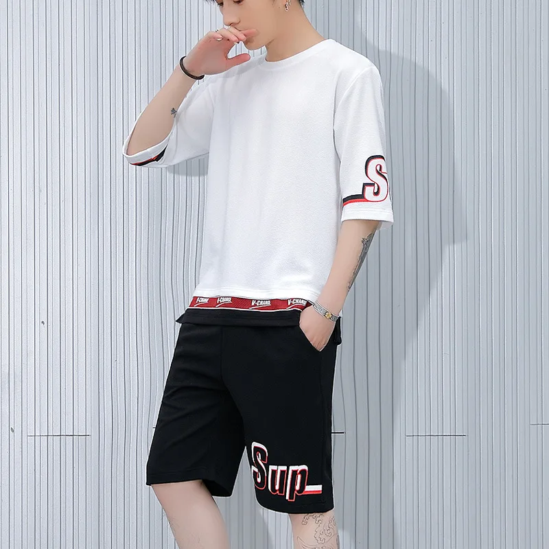 Мужской костюм для отдыха Корейская версия комплект из двух предметов летняя