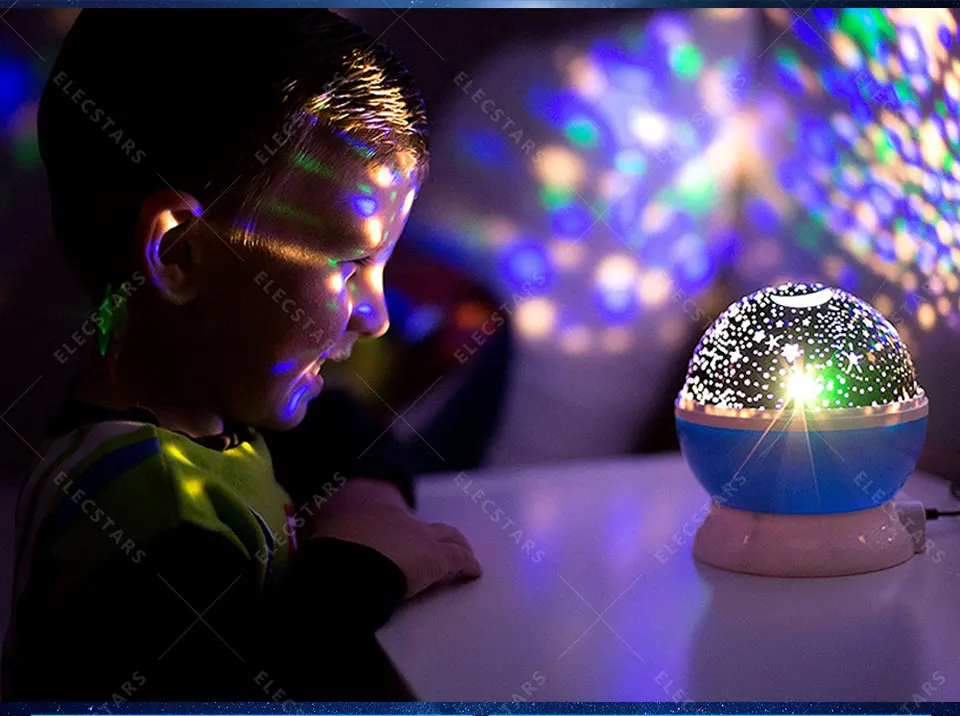 Elecstars LED Night Light Atmosphere lamp gift Star Projector Lamp Rotating Battery USB Romantic Starry Sky Projector Best Gift