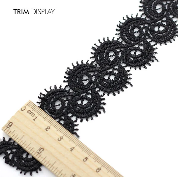 Вышитая черная S-образная кружевная лента для скрапбукинга искусственная