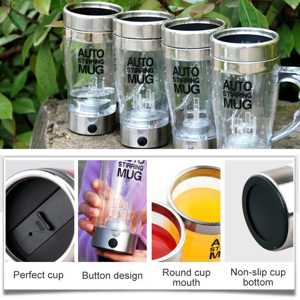 Automatic Coffee Mixer Cup Portable 350ml Stainless Steel+Glass Kitchen Travel Grinding Beans Office | Дом и сад
