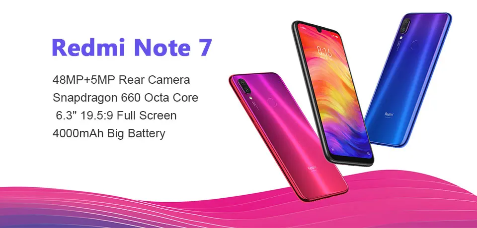 Global ROM Xiaomi Redmi Note 7 4GB 64GB Telephone Snapdragon 660 Octa Core 4000mAh 6.3" 2340*1080 48+13MP Camera Smartphone