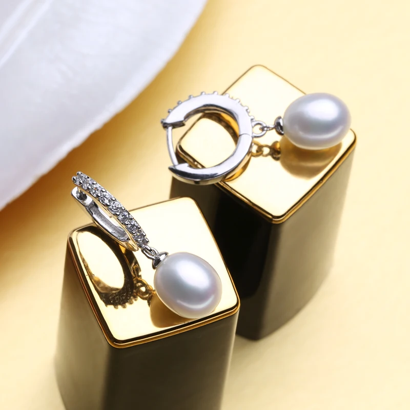 

FENASY Pearl Jewelry Sets Bohemian 925 sterling silver Pearl Pendant Necklace Earrings For Women Emerald natural ethnic earrings