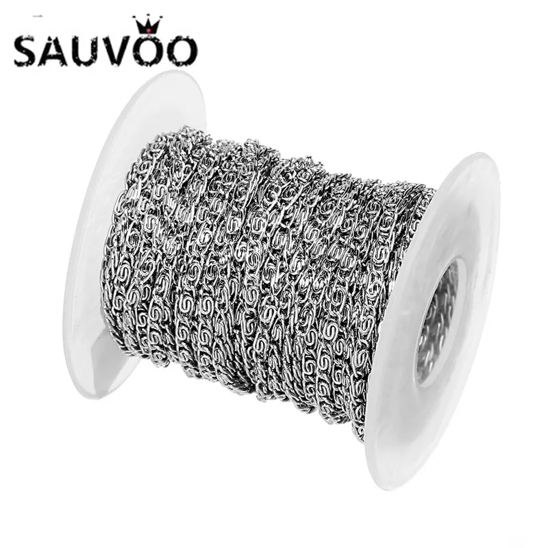 SAUVOO 10 ярдов/партия витая цепь из нержавеющей стали ширина 2 мм 3 объемная для