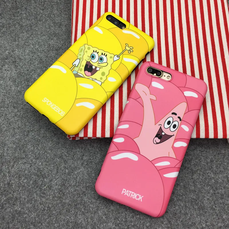 For iPhone X Cute SpongeBob Case Cartoon Mr.Krabs Soft matte back phone cover 7 7plus 8 8plus 6 6S 6Splus |