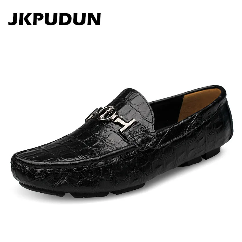 JKPUDUN British Style Mens Driving Shoes Luxury Brand Penny Loafers Designer Boat Men High Quality Black Big Size 38-50 | Обувь