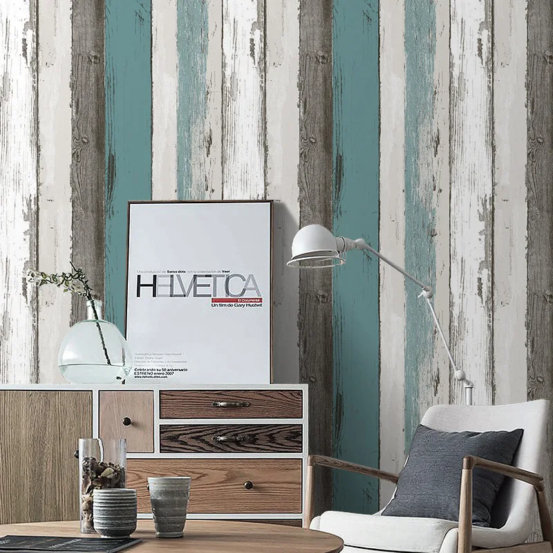 Современные средиземноморские синие вертикальные полосы имитации древесины как