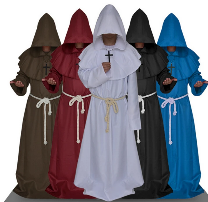 

Halloween Comic Party Cosplay Costume Monk Hooded Robes Cloak Cape Medieval Renaissance Priest men costumes
