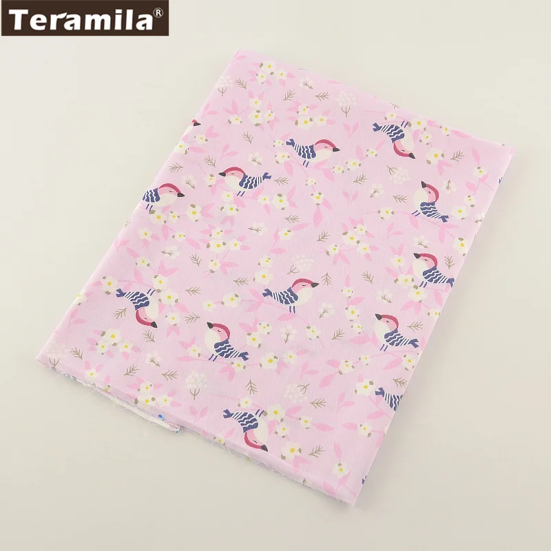 TERAMILA Cotton Fabric Pink Print Birds Designs Twill Fat Quarter Home Textile Material Bed Sheet Patchwork Quilting Tecido | Дом и сад