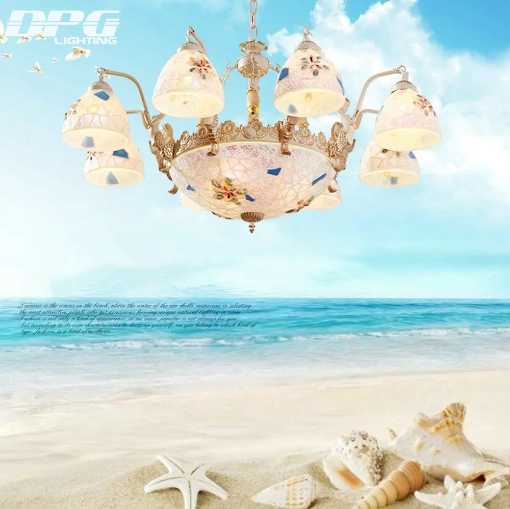 Люстра Tiffany освещение стиль античная лампа бра Золото Тиффани раковины стекло