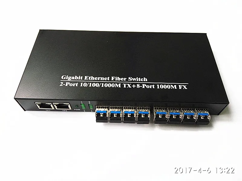 10 портовый гигабитный волоконный коммутатор с 2 портами RJ45 + 8 sfp сетевой 4 парой