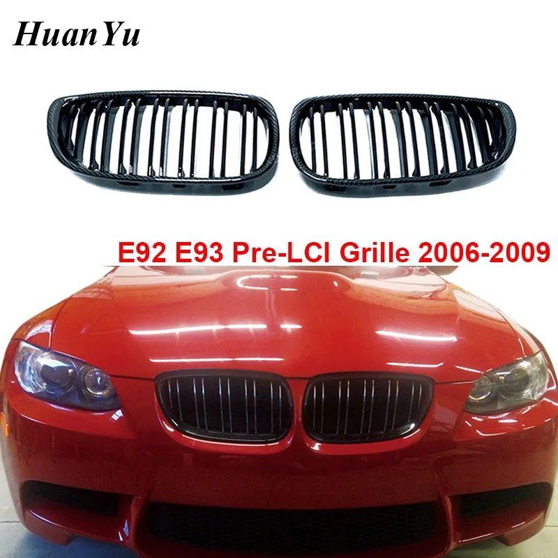 

E92 E93 Pre-LCI Front Bumper Kidney Grille for BMW 3 Series E90 M3 Carbon Fiber 2006-2009 2-slat Racing Grills 316i 3186i 320i