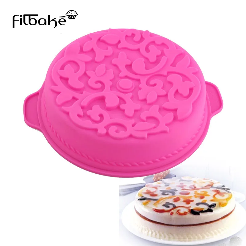 

FILBAKE 3D Silicone Round Ornamental Floral Shaped Cake Mold For DIY Mousse Ice-cream Dessert Mould Cake Decorating Tools