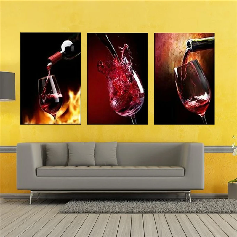 3 шт. без рамы современный Кухня холст Картины красное Вино Кубок Бутылка