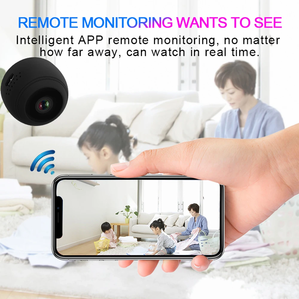Мини Беспроводная Wi Fi камера 1080P HD IP с дистанционным мониторингом видео