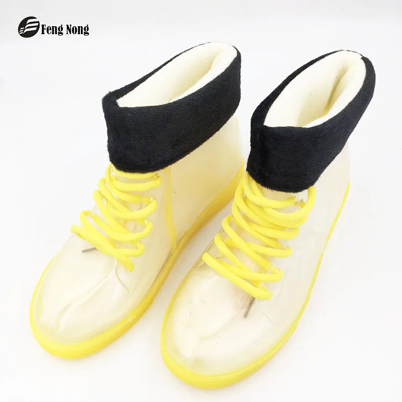 Fengnong лодыжки толстый дождь Сапоги и ботинки для девочек из искусственной кожи