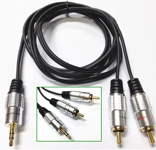 Аудио кабель с алюминиевой головкой 3 5 мм 1in 2 RCA аудио линия для компьютера