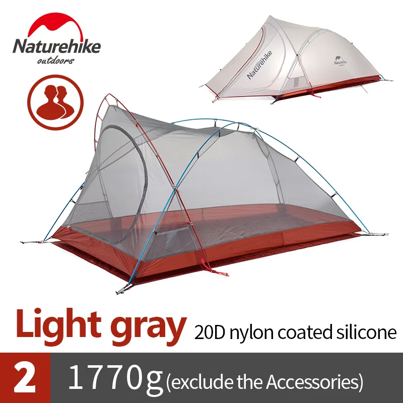 NatureHike cirрус Сверхлегкий тент 2 человека 20D нейлон с силиконовым покрытием палатка с бесплатным ковриком NH17T0071-T