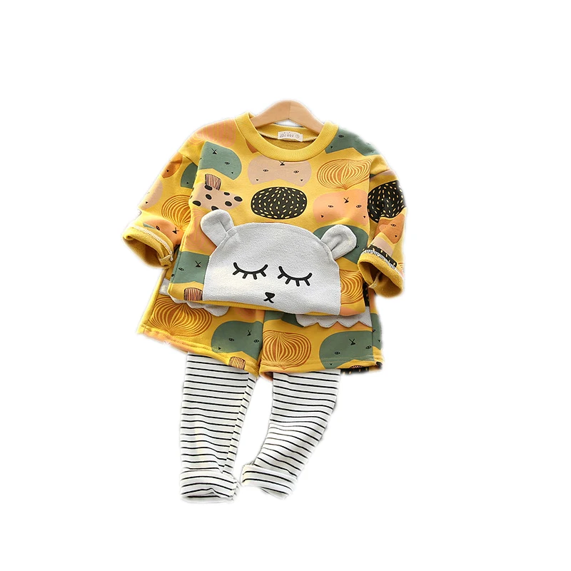 Милые Девушки Набор С Длинным Рукавом Мультфильм Пуловер Пальто Брюки 2 шт.