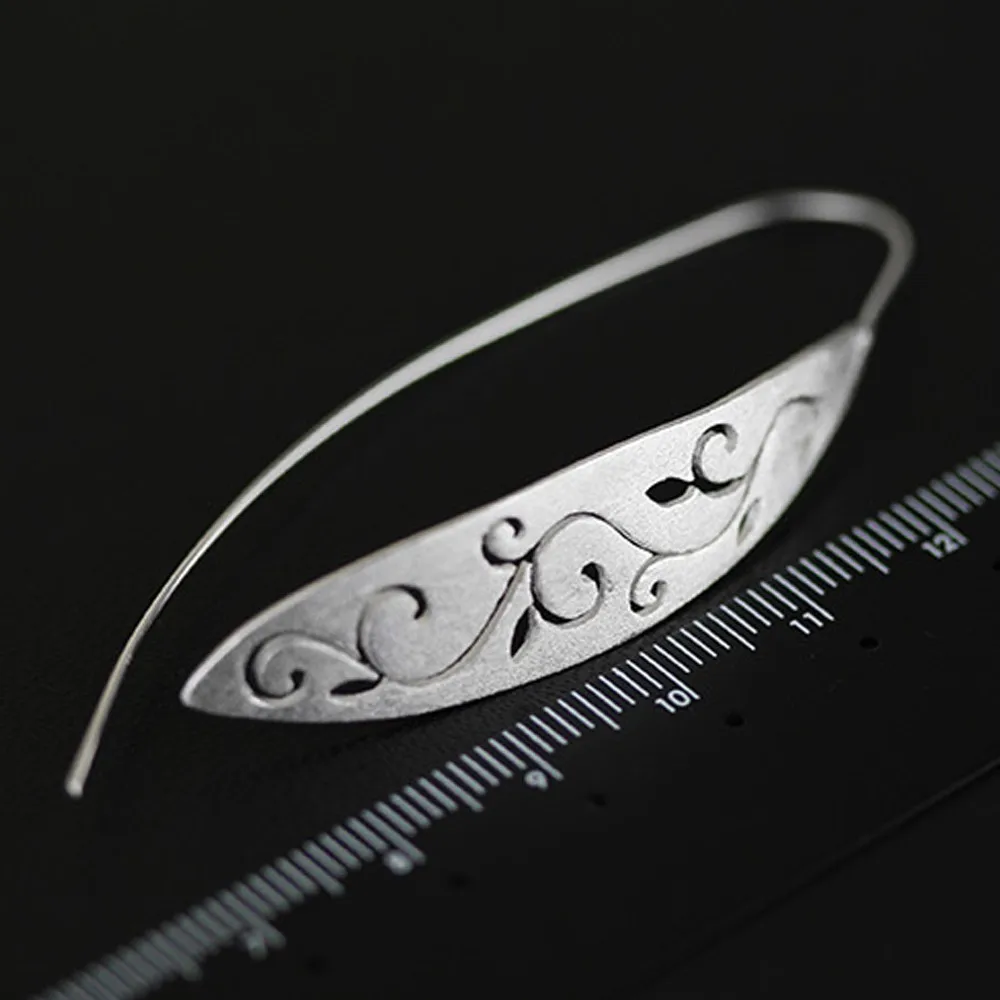 LARGERLOF Real 925 Sterling Silver Earrings Women Handmade Fine Jewelry Leaf Hollow Drop For ED49026 | Украшения и аксессуары