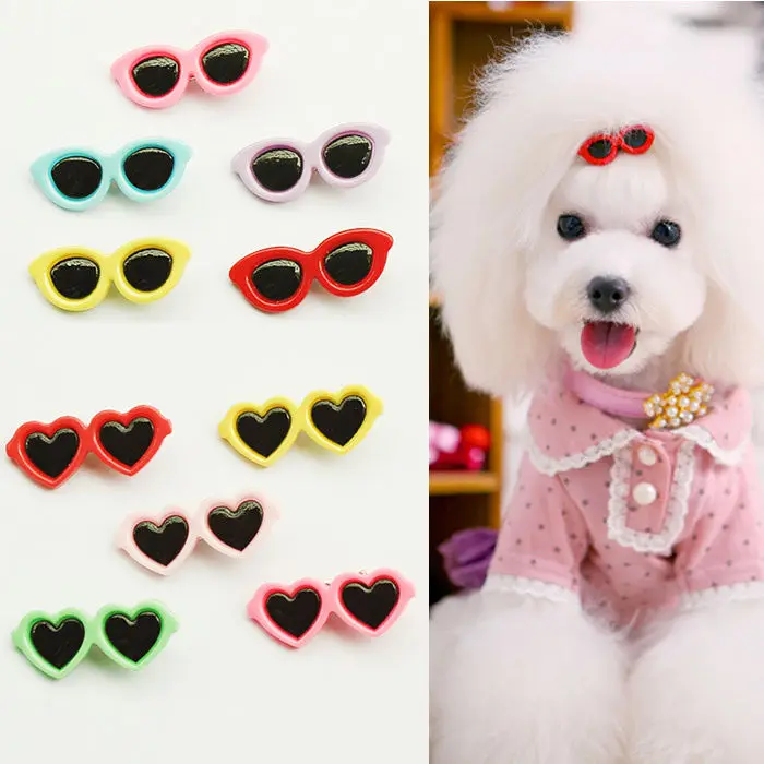 10 шт./набор зажимы для волос в виде солнцезащитных очков|puppy hair accessories|pet accessoriescute