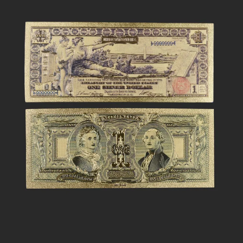 Красочные банкноты в США 1896 года на 1 доллар банкнотах покрытые 24-каратным