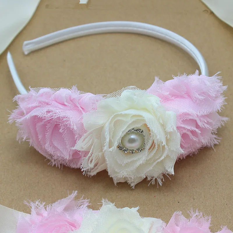 Свадебный пояс с жемчугом розовый и слоновой кости потертый цветок для волос