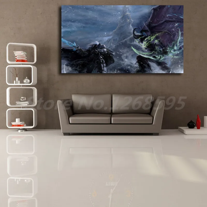 World Of Warcrafts Arthas Vs Illidan настенные художественные плакаты с принтами картины для