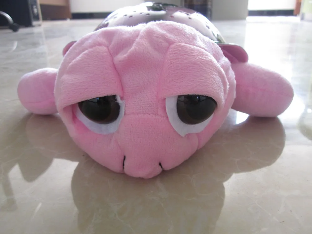 Drop shipping 4 Colors LED big eye Turtle night light+USB Music star projector lamp Star Projector Lamp without original box |