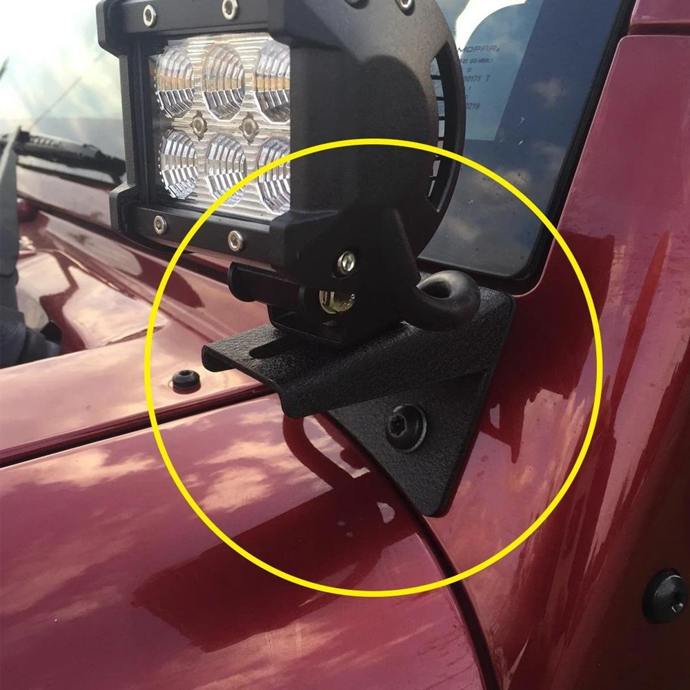 Крепление для лампы на нижнюю ветровую стойку чёрного цвета для Jeep Wrangler JK 2007-2017 от Marlaa.