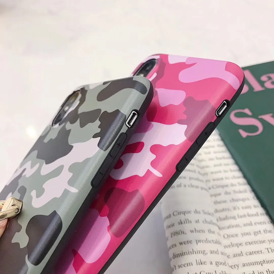 Fashion Camouflage Ring diamond flash phone case cover for iphone x xs max xr 8 7 6 6s plus Metal round bracket support coque |