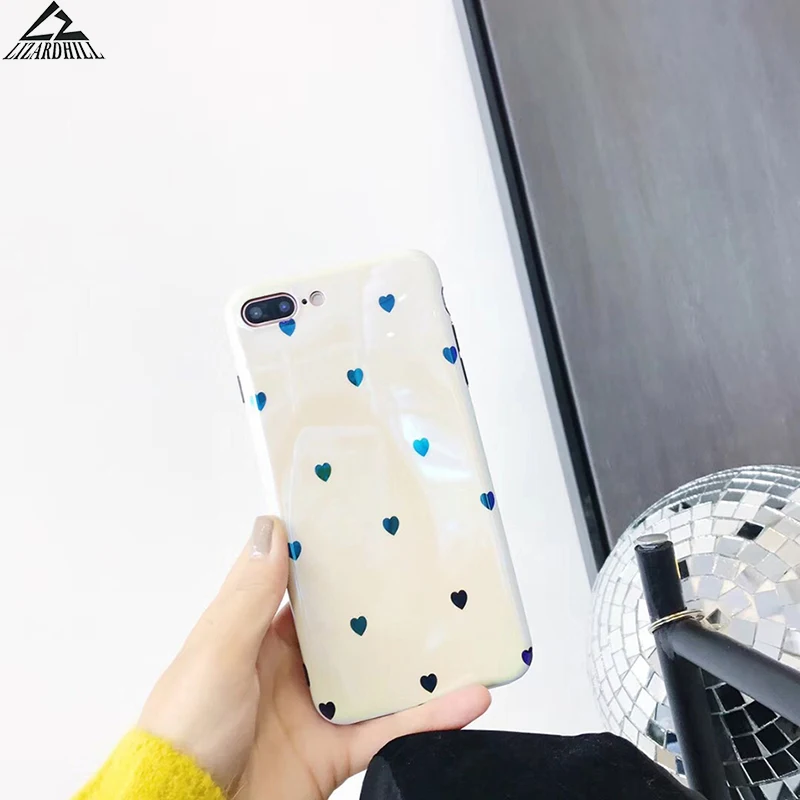 Lizardhill Fashion Blu-ray phone Cases For iPhone 7 Plus white Love Heart soft silicone Cover x 8 6 s 6s coque fundas |