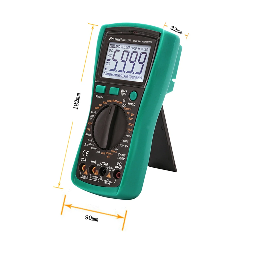 Электронный мультиметр Po'sKit MT-1280-C Высокая точность автоматический цифровой DC AC Напряжение Ток Емкость тестер сопротивления